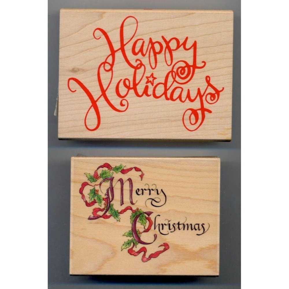 SET OF 2 HOLIDAY-THEMED STAMPS